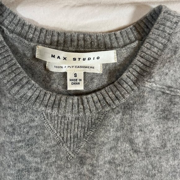 Max Studio 100% Cashmere 2-Ply Sweater Women’s SZ S Gray Crew Neck - Picture 4 of 6